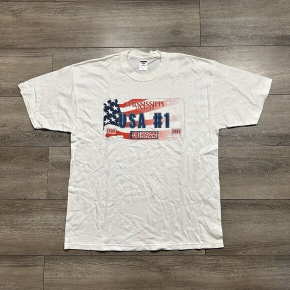 Vintage 3 Doors Down Shirt Men’s XL Tour Rock Band Licence Plate 2005 White - Picture 1 of 5